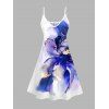 Vacation Couple Outfit Ombre Flower Print Spaghetti Strap Dress and Shirt Set - Bleu profond S | US 4