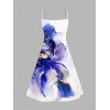 Vacation Couple Outfit Ombre Flower Print Spaghetti Strap Dress and Shirt Set - Bleu profond S | US 4