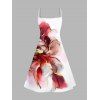 Vacation Couple Outfit Ombre Flower Print Spaghetti Strap Dress and Shirt Set - Rouge Vineux S | US 4
