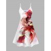 Vacation Couple Outfit Ombre Flower Print Spaghetti Strap Dress and Shirt Set - Rouge Vineux S | US 4
