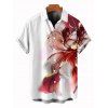 Vacation Couple Outfit Ombre Flower Print Spaghetti Strap Dress and Shirt Set - Rouge Vineux S | US 4