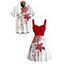 Vacation Couple Outfit Flower Leaf Pattern Colorblock Ruched Dress and Shirt Set - Rouge Vineux S | US 4