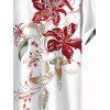 Vacation Couple Outfit Flower Leaf Pattern Colorblock Ruched Dress and Shirt Set - Rouge Vineux S | US 4