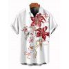 Vacation Couple Outfit Flower Leaf Pattern Colorblock Ruched Dress and Shirt Set - Rouge Vineux S | US 4