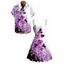 Vacation Couple Outfit Ombre Flower Butterfly Print Ruched Dress and Shirt Set - Pourpre S | US 4