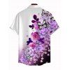 Vacation Couple Outfit Ombre Flower Butterfly Print Ruched Dress and Shirt Set - Pourpre S | US 4