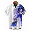 Chemise de vacances pour homme, imprimé floral ombré, boutonnée - Bleu profond 5XL
