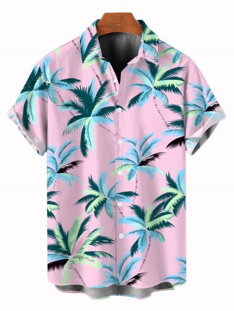 Chemise de plage pour homme, imprimé cocotier coloré, boutonnée