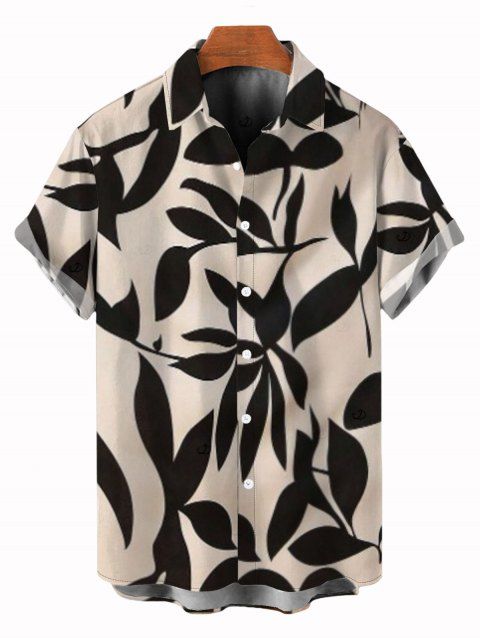 Men's Vacation Shirt Leaf Patten Button Up Shirt