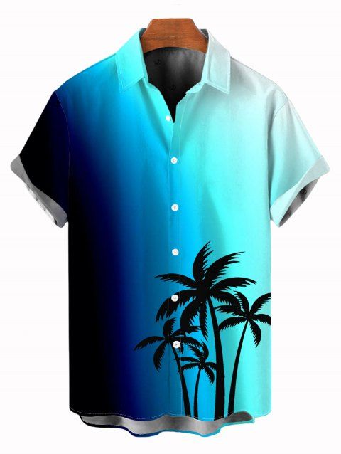 Chemise de vacances pour homme, motif cocotier ombré, boutons