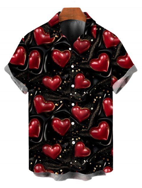 Chemise homme Saint-Valentin à imprimé cœur et sequins, boutonnée