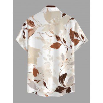 Vacation Couple Outfit Allover Leaf Pattern Slit Midi Dress and Shirt Set