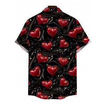 Valentine's Day Couple Outfit Heart Sequined Print Ruched Dress and Shirt Set