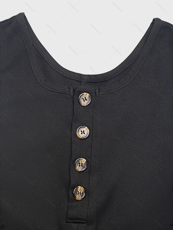 Combinaison unie avec poche avant et jambes larges boutonnées - Noir XL | US 10