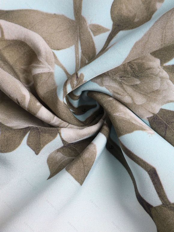 Robe de vacances midi à imprimé floral aquarelle colorblock et nœud papillon - Vert profond XL | US 10