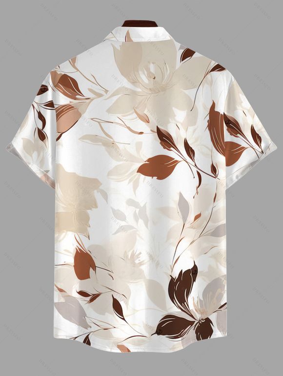 Chemise de vacances pour homme à motif de feuilles intégral, chemise boutonnée - Bronze 5XL
