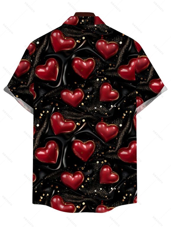 Valentine's Day Couple Outfit Heart Sequined Print Ruched Dress and Shirt Set - Rouge Vineux S | US 4