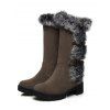 Colorblock Faux Fur Buckle Strap Snow Boots - Brun EU 36