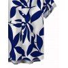 Vacation Couple Outfit Leaf Patten Off the Shoulder Slit Dress and Shirt Set - Bleu S | US 4