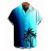 Vacation Couple Outfit Coconut Tree Pattern Ombre Ruched Dress and Shirt Set - Bleu S | US 4