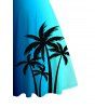 Vacation Couple Outfit Coconut Tree Pattern Ombre Ruched Dress and Shirt Set - Bleu S | US 4