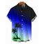 Chemise de plage pour homme, imprimé cocotier, dégradé de couleurs, boutons, style vacances - Bleu 5XL