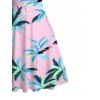 Robe de plage à imprimé cocotiers colorés, robe de vacances froncée - Rose clair XXXXXL | US 20