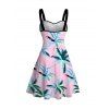 Robe de plage à imprimé cocotiers colorés, robe de vacances froncée - Rose clair XXXXXL | US 20