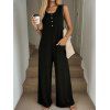 Combinaison unie avec poche avant et jambes larges boutonnées - Noir XL | US 10