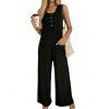 Combinaison unie avec poche avant et jambes larges boutonnées - Noir XL | US 10