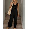 Combinaison unie avec poche avant et jambes larges boutonnées - Noir XL | US 10