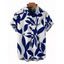 Chemise de vacances pour homme à motif de feuilles - Bleu 5XL