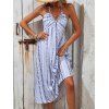 Robe dos nu de vacances à imprimé géométrique, taille empire, ourlet festonné, style bohème - Bleu Poudre XL | US 10