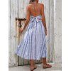 Robe dos nu de vacances à imprimé géométrique, taille empire, ourlet festonné, style bohème - Bleu Poudre XL | US 10