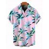 Chemise de plage pour homme, imprimé cocotier coloré, boutonnée - Rose clair 5XL