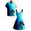 Vacation Couple Outfit Coconut Tree Pattern Ombre Ruched Dress and Shirt Set - Bleu S | US 4