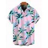 Beach Couple Outfit Colored Coconut Tree Print Ruched Dress and Shirt Set - Rose clair S | US 4
