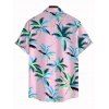 Beach Couple Outfit Colored Coconut Tree Print Ruched Dress and Shirt Set - Rose clair S | US 4