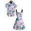 Beach Couple Outfit Colored Coconut Tree Print Ruched Dress and Shirt Set - Rose clair S | US 4