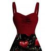 Robe de Saint-Valentin mini à imprimé sequins en forme de cœur et froncée - Rouge Vineux XXXXXL | US 20