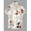 Chemise de vacances pour homme à motif de feuilles intégral, chemise boutonnée - Bronze 5XL