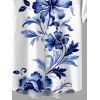 Chemise de vacances pour homme à motif de feuilles et de fleurs, boutonnée - Bleu profond 5XL