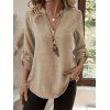 Chemisier décontracté uni à col montant et manches retroussables - café lumière XXL | US 12