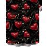 Chemise homme Saint-Valentin à imprimé cœur et sequins, boutonnée - Rouge Vineux 5XL