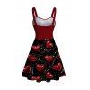 Valentine's Day Couple Outfit Heart Sequined Print Ruched Dress and Shirt Set - Rouge Vineux S | US 4