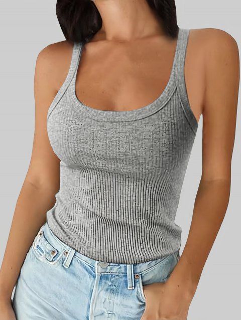 Débardeur uni texturé à col rond, débardeur décontracté