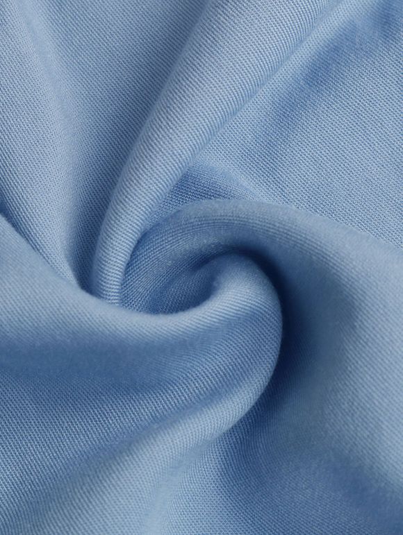 Robe de vacances unie à faux boutons et col en V, robe fatiguée - Bleu clair XL | US 10