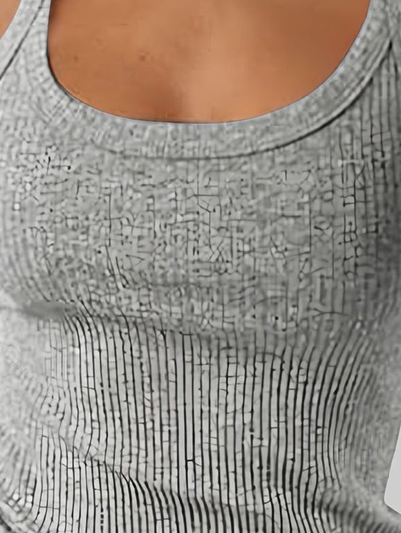 Débardeur uni texturé à col rond, débardeur décontracté - Gris M | US 6