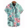 Vacation Couple Outfit Tropical Leaf Floral Print Slit Dress and Shirt Set - Vert clair S | US 4