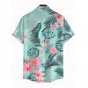Vacation Couple Outfit Tropical Leaf Floral Print Slit Dress and Shirt Set - Vert clair S | US 4